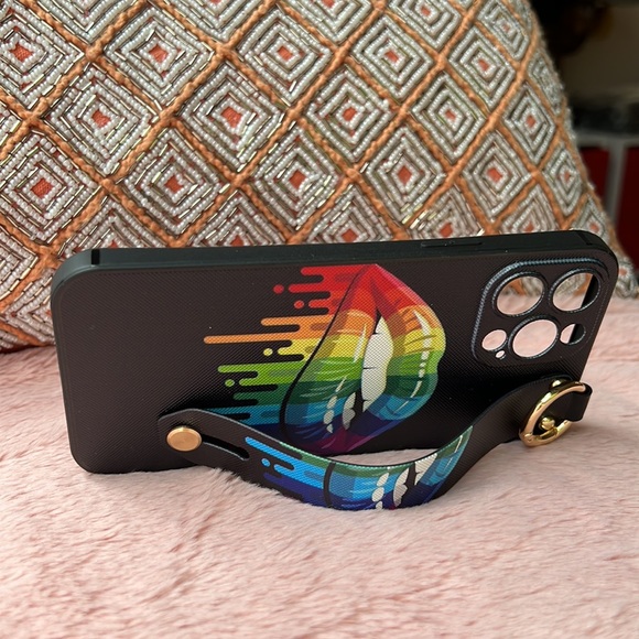 For iPhone 13 pro max phone case with wrist strap kickstand keychain lgbtq - Picture 10 of 17
